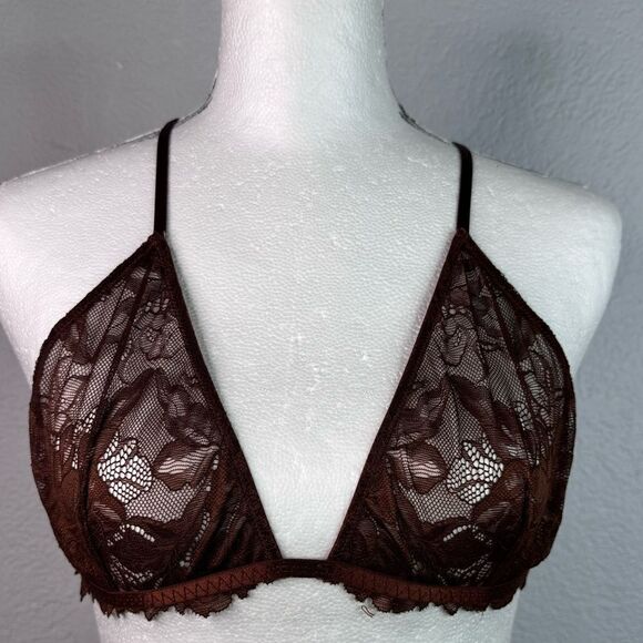 NWOT! Free People Intimately Free Everyday Lace Triangle Bra Burgundy Sz Medium - Picture 3 of 13